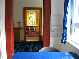 View from the kitchen to the bedroom
